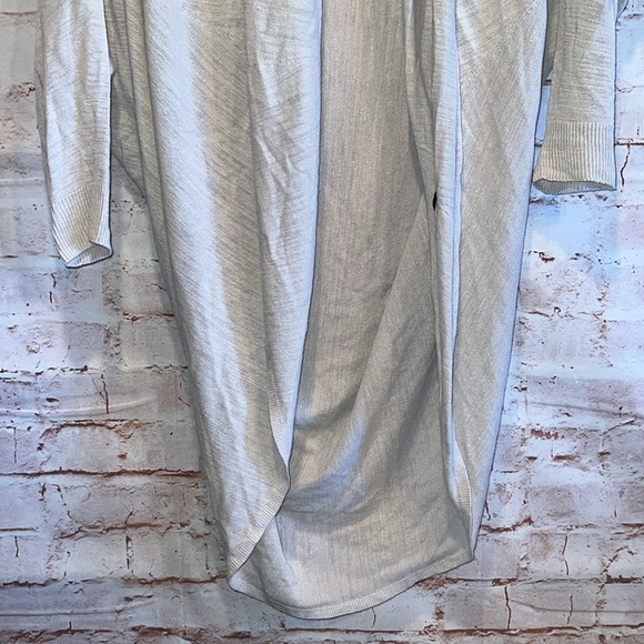 Theory Long Sweater Womens Petite Small Curved Hem Linen Cardigan Cream Casual - Picture 5 of 11